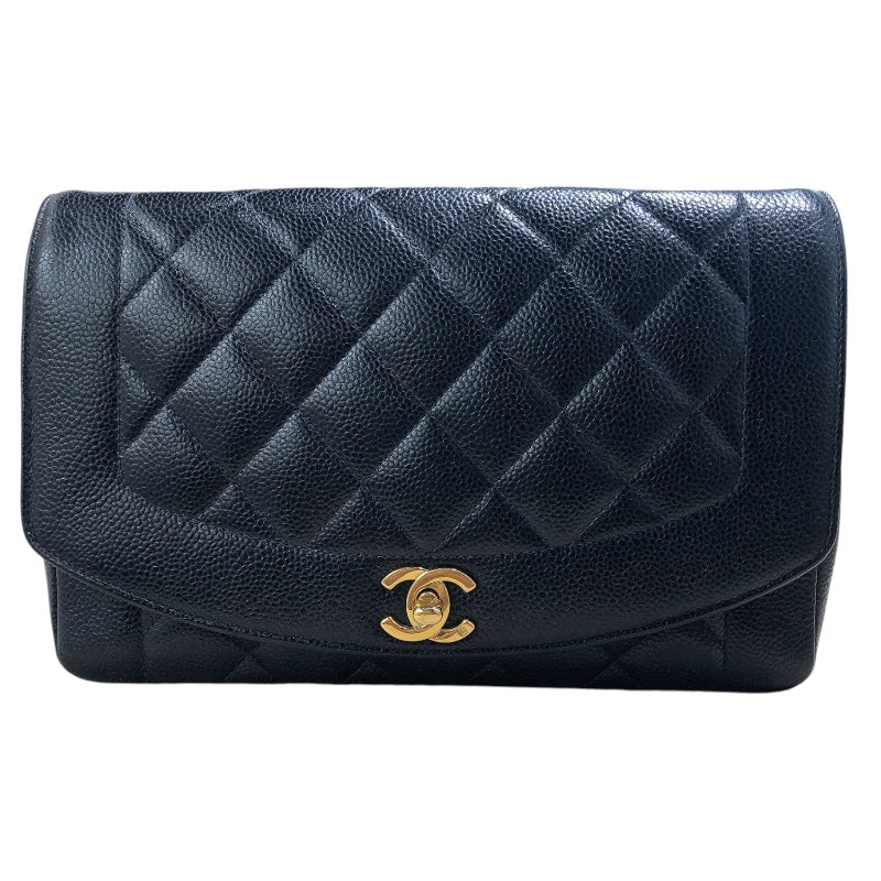 シャネル CHANEL ダイアナ25 A01165 ブラック ゴールド金具 キャビアスキン レディース ショルダーバッグ