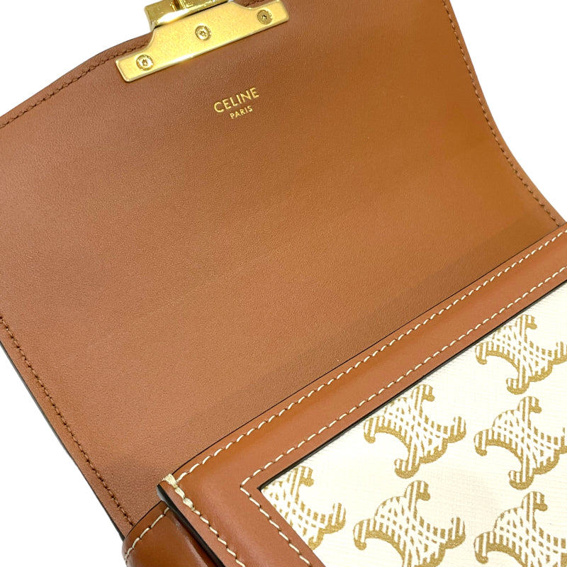 セリーヌ CELINE ティーン トリオンフ 188882 ホワイト トリオンフ・キャンバス/カーフスキン レディース ショルダーバッグ