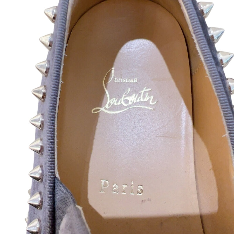 クリスチャン・ルブタン Christian louboutin PIK BORT タッズスリッポン グレー　シルバー金具 スウェード メンズ スリッポン