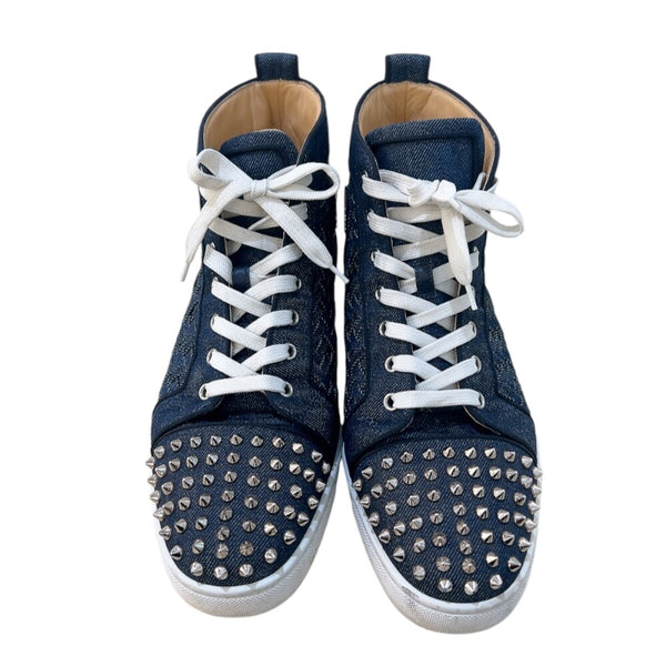 クリスチャン・ルブタン Christian louboutin LOU SPIKES DENIM スタッズハイカットスニーカー インディゴ メンズ スニーカー