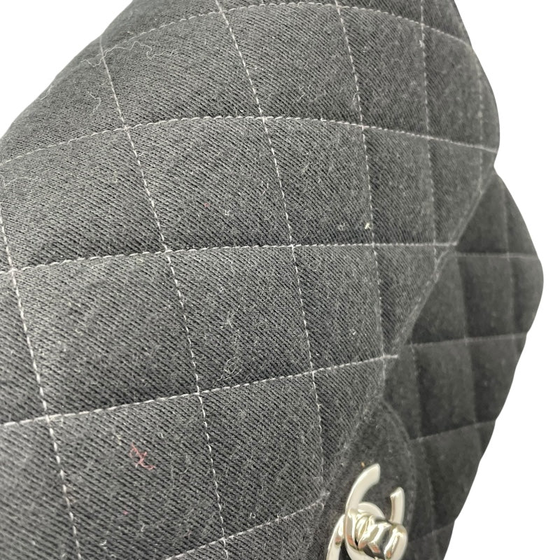 シャネル CHANEL マトラッセ Wフェイス フラップ バッグ 4番台 ブラック SV金具 コットンジャージー レディース ハンドバッグ
