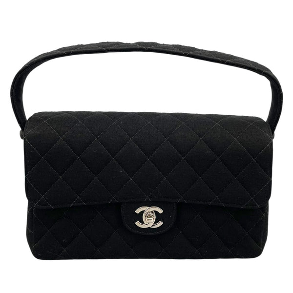 シャネル CHANEL マトラッセ Wフェイス フラップ バッグ 4番台 ブラック SV金具 コットンジャージー レディース ハンドバッグ