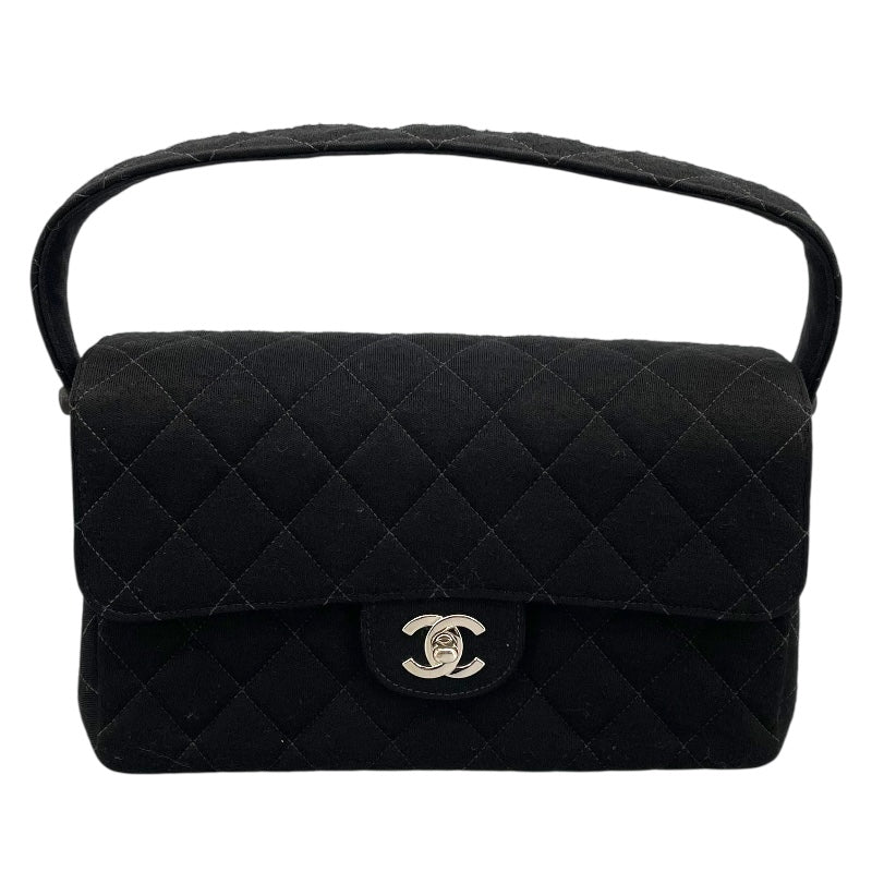 シャネル CHANEL マトラッセ Wフェイス フラップ バッグ 4番台 ブラック SV金具 コットンジャージー レディース ハンドバッグ