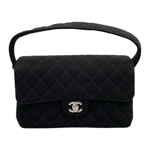 シャネル CHANEL マトラッセ Wフェイス フラップ バッグ 4番台 ブラック SV金具 コットンジャージー レディース ハンドバッグ