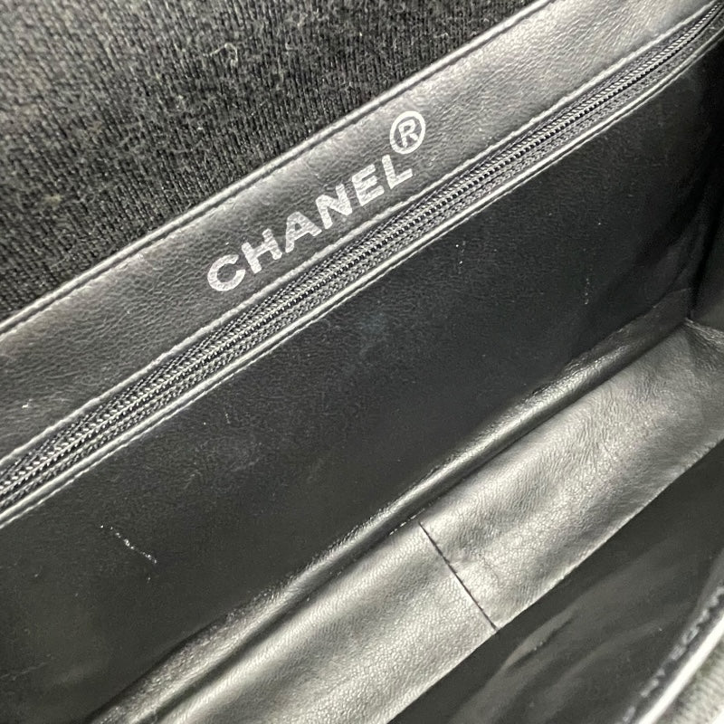 シャネル CHANEL マトラッセ Wフェイス フラップ バッグ 4番台 ブラック SV金具 コットンジャージー レディース ハンドバッグ