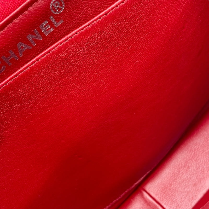 シャネル CHANEL マトラッセ Wフェイス フラップ バッグ レッド SV金具 コットンジャージー レディース ハンドバッグ