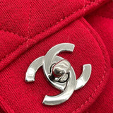 シャネル CHANEL マトラッセ Wフェイス フラップ バッグ レッド SV金具 コットンジャージー レディース ハンドバッグ