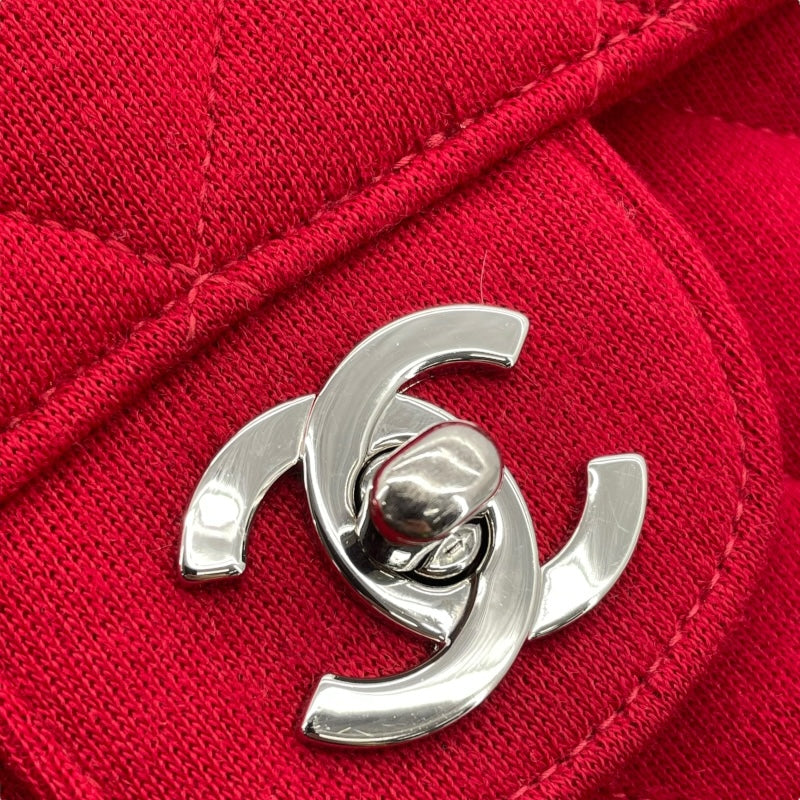 シャネル CHANEL マトラッセ Wフェイス フラップ バッグ レッド SV金具 コットンジャージー レディース ハンドバッグ