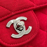 シャネル CHANEL マトラッセ Wフェイス フラップ バッグ レッド SV金具 コットンジャージー レディース ハンドバッグ