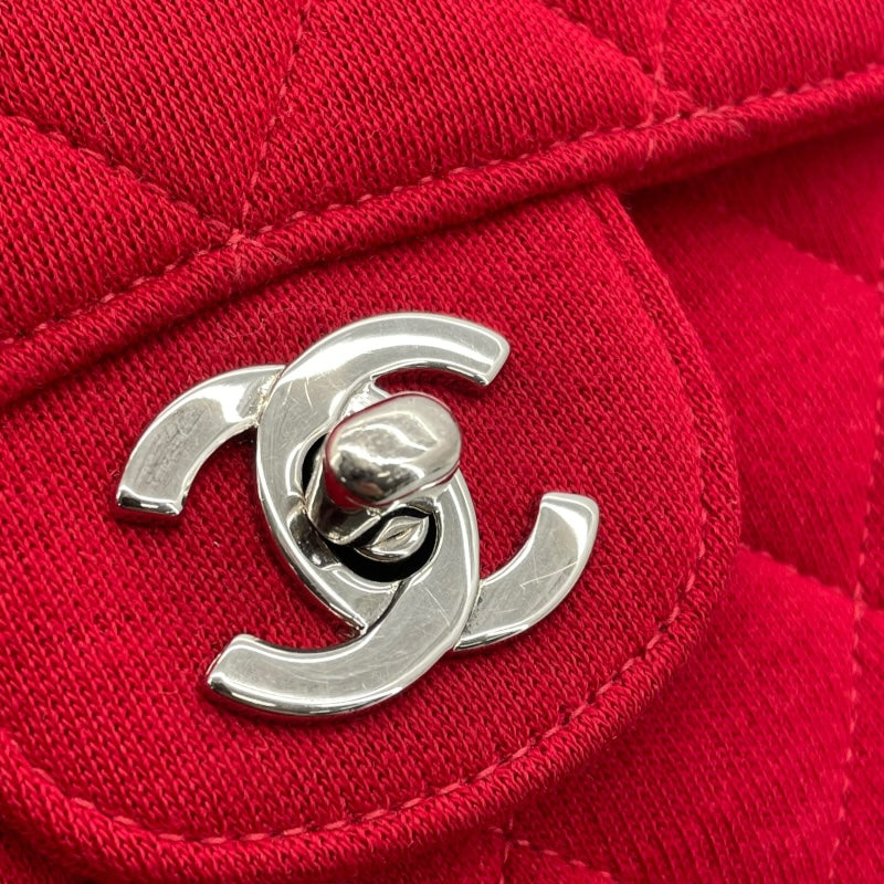 シャネル CHANEL マトラッセ Wフェイス フラップ バッグ レッド SV金具 コットンジャージー レディース ハンドバッグ