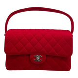 シャネル CHANEL マトラッセ Wフェイス フラップ バッグ レッド SV金具 コットンジャージー レディース ハンドバッグ