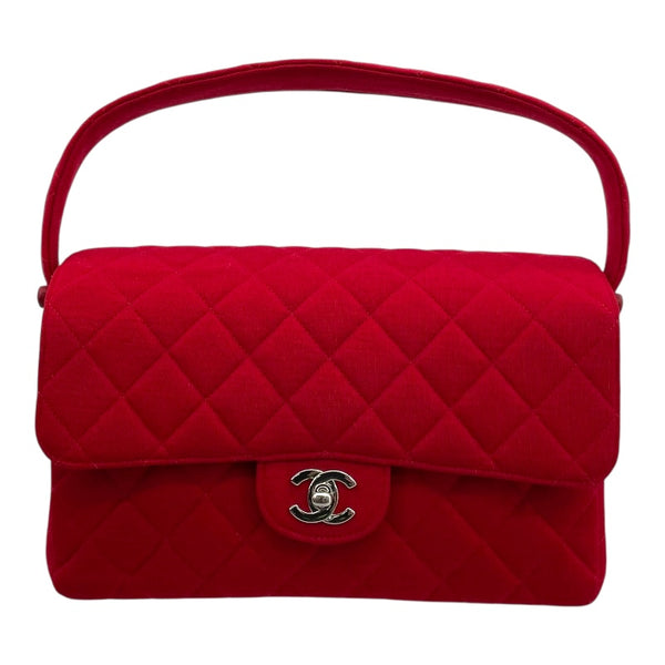 シャネル CHANEL マトラッセ Wフェイス フラップ バッグ レッド SV金具 コットンジャージー レディース ハンドバッグ