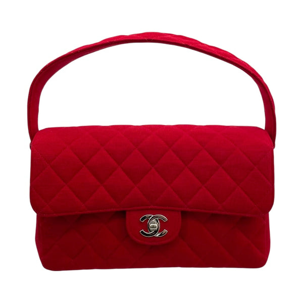 シャネル CHANEL マトラッセ Wフェイス フラップ バッグ レッド SV金具 コットンジャージー レディース ハンドバッグ