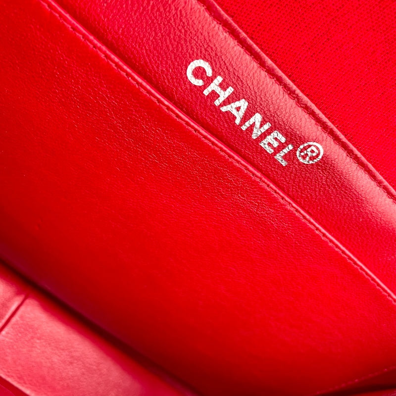 シャネル CHANEL マトラッセ Wフェイス フラップ バッグ レッド SV金具 コットンジャージー レディース ハンドバッグ