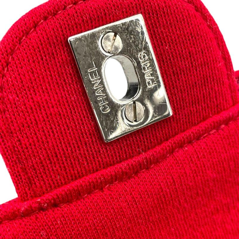 シャネル CHANEL マトラッセ Wフェイス フラップ バッグ レッド SV金具 コットンジャージー レディース ハンドバッグ