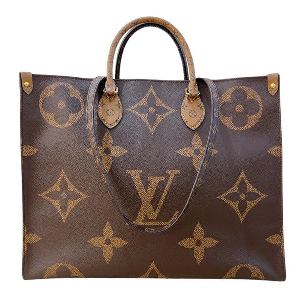 ルイ・ヴィトン LOUIS VUITTON オンザゴーGM M45320 ブラウン ゴールド金具 モノグラム・ジャイアントリバース レディース ハンドバッグ