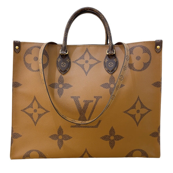 ルイ・ヴィトン LOUIS VUITTON オンザゴーGM M45320 ブラウン ゴールド金具 モノグラム・ジャイアントリバース レディース ハンドバッグ