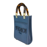 フェンディ FENDI サンシャインショッパーミニ 8BS051 ブルー レザー レディース ハンドバッグ