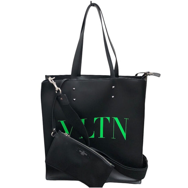 ヴァレンティノ VALENTINO VLTNロゴトートバッグ ブラック/シルバー金具 レザー ユニセックス トートバッグ
