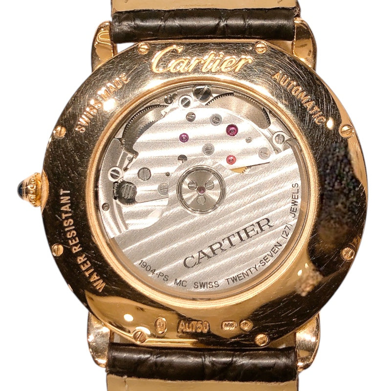 カルティエ Cartier ロンド ルイ カルティエ W6801005 ベルト:ブラウン K18ピンクゴールド レザー メンズ 腕時計