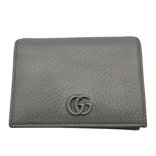 グッチ GUCCI GGマーモントレザー カードケース 456126 グレー レザー ユニセックス 二つ折り財布