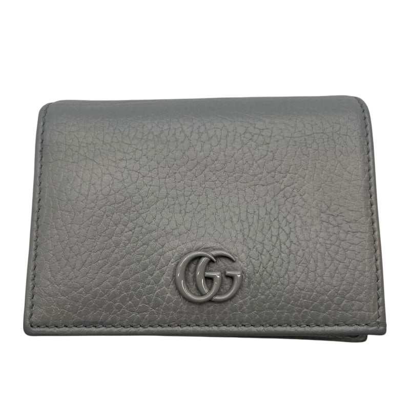 グッチ GUCCI GGマーモントレザー カードケース 456126 グレー レザー ユニセックス 二つ折り財布