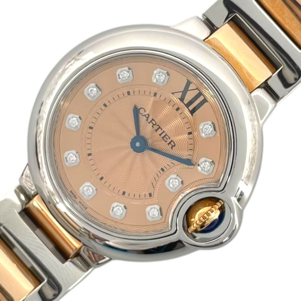 カルティエ Cartier バロンブルー  28mm WE902052 ピンク PG/SS/11Pダイヤ クオーツ レディース 腕時計
