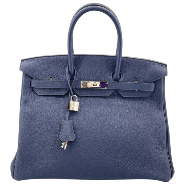 エルメス HERMES バーキン35 W刻 ブルーネイビー×シルバー金具 トゴ レディース ハンドバッグ