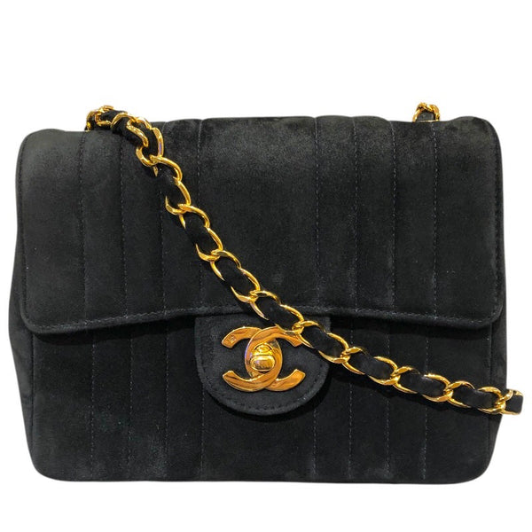 シャネル CHANEL マドモアゼル　チェーンショルダー ブラック　ゴールド金具 スエード レディース ショルダーバッグ