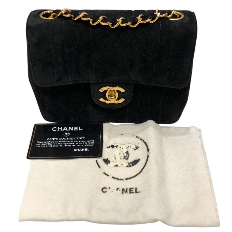シャネル CHANEL マドモアゼル　チェーンショルダー ブラック　ゴールド金具 スエード レディース ショルダーバッグ