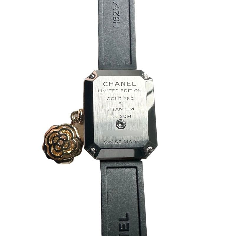 シャネル CHANEL プルミエール カメリア コレクション ブラックラッカー H6361 K18YG/チタン クオーツ レディース 腕時計