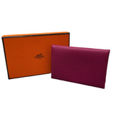 エルメス HERMES カルヴィ C刻 ローズパープル シェーブル レディース カードケース