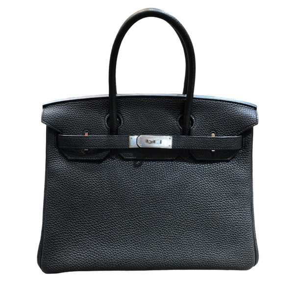エルメス HERMES バーキン30 □M刻 ブラックシルバー金具 トゴ レディース ハンドバッグ