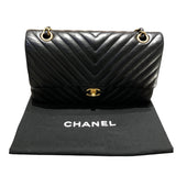 シャネル CHANEL Vステッチ フラップバッグ A01112 ブラック/ゴールド金具 ラムスキン レディース ショルダーバッグ