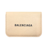 バレンシアガ BALENCIAGA ミニウォレット 593813 ベージュ レザー レディース 二つ折り財布