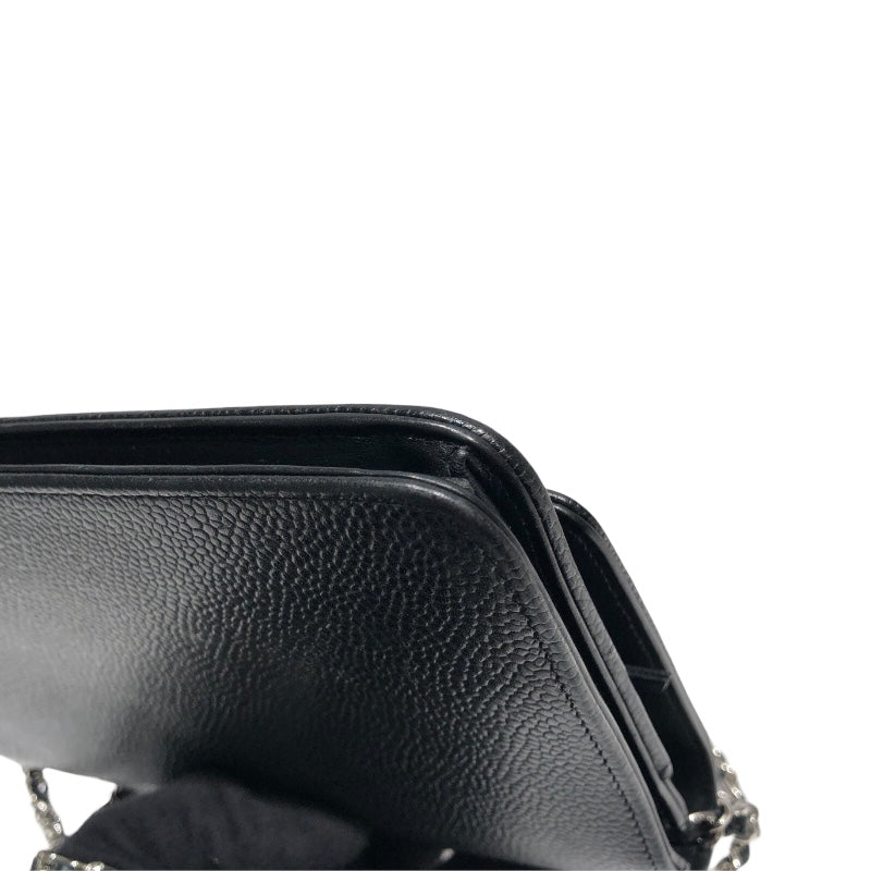 シャネル CHANEL チェーンウォレット A48654 ブラック シルバー金具