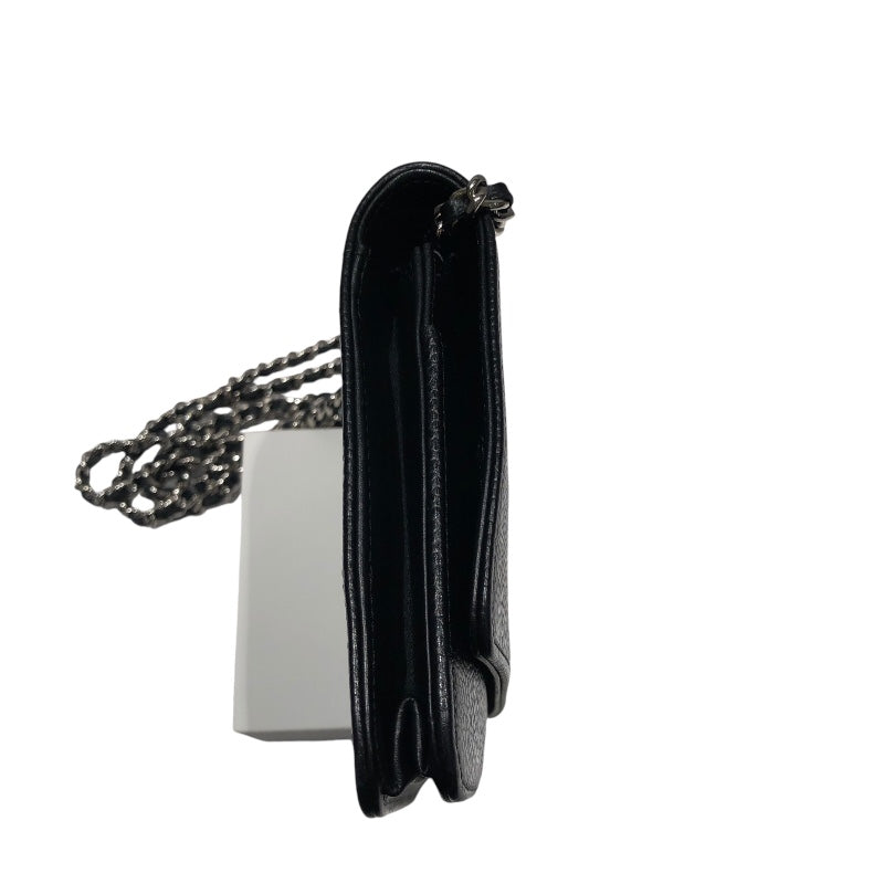 シャネル CHANEL チェーンウォレット A48654 ブラック シルバー金具