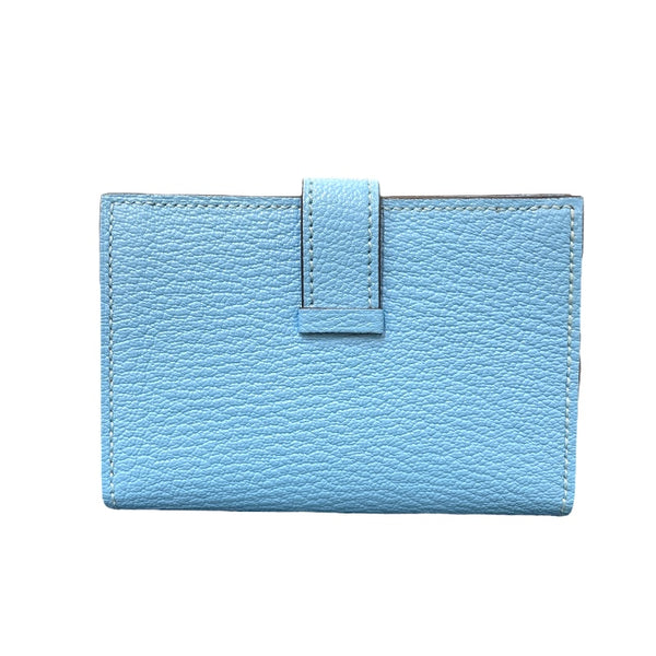 エルメス HERMES ベアンカードケース D刻 セレスト・SV金具 シェーブル レディース カードケース
