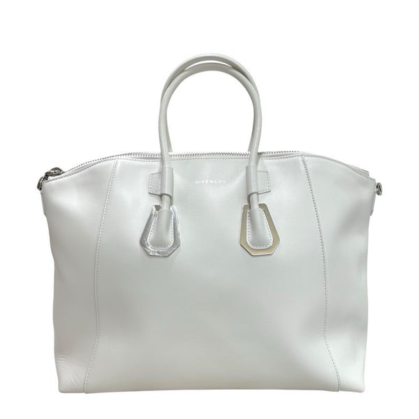 ジバンシィ GIVENCHY アンティゴナスポーツ ホワイト　シルバー金具 レザー レディース ハンドバッグ