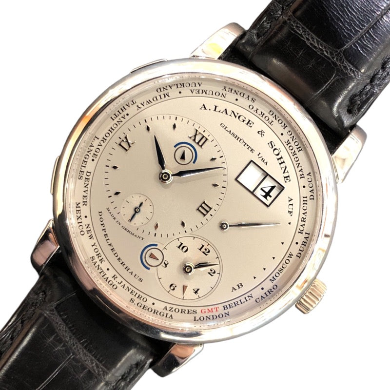 ランゲ＆ゾーネ A.LANGE&SOHNE ランゲ1・タイムゾーン 116.025 シルバー プラチナ/革ベルト メンズ 腕時計