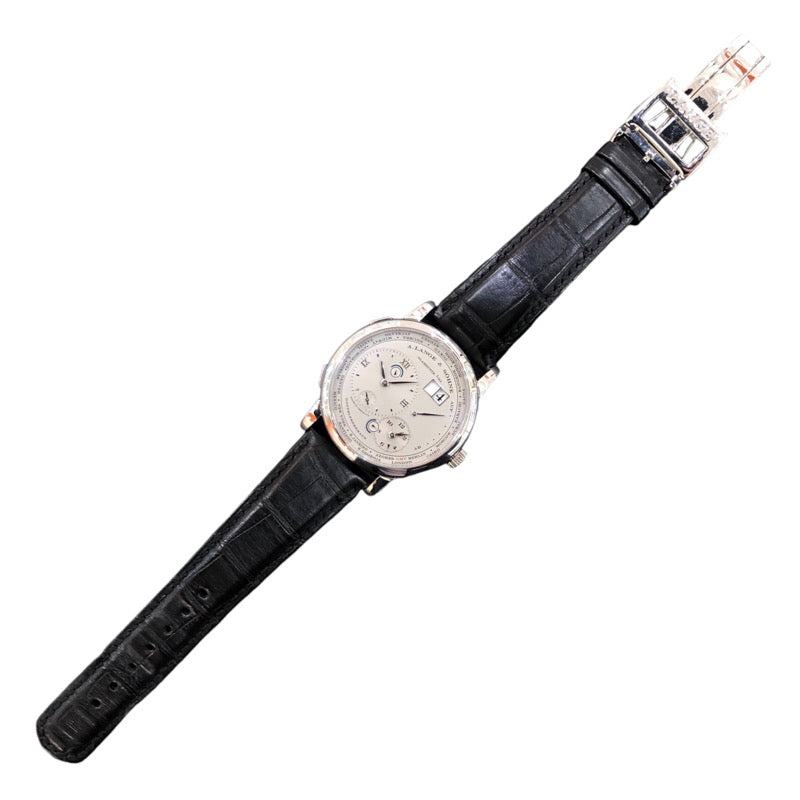 ランゲ＆ゾーネ A.LANGE&SOHNE ランゲ1・タイムゾーン 116.025 シルバー Pt950プラチナ Pt950/革ベルト/純正バックル 手巻き メンズ 腕時計