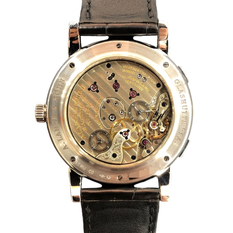 ランゲ＆ゾーネ A.LANGE&SOHNE ランゲ1・タイムゾーン 116.025 シルバー Pt950プラチナ Pt950/革ベルト/純正バックル 手巻き メンズ 腕時計
