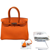 エルメス HERMES バーキン30 B刻 オレンジミニアン シルバー金具 トゴ レディース ハンドバッグ