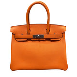 エルメス HERMES バーキン30 B刻 オレンジミニアン シルバー金具 トゴ レディース ハンドバッグ