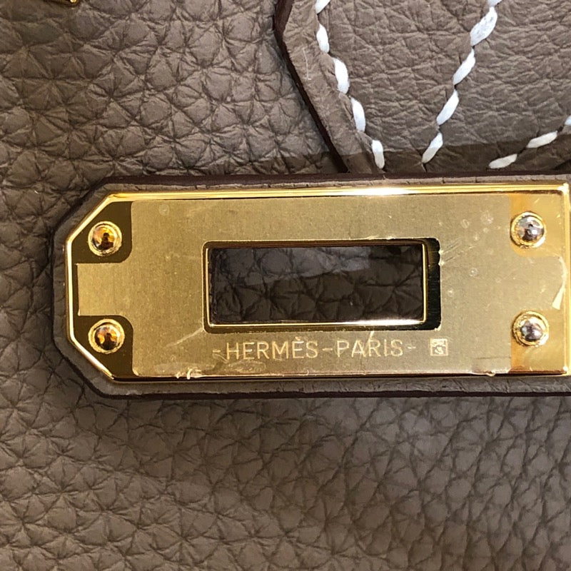 エルメス HERMES バーキン25 U刻 エトゥープ　GD金具 トゴ レディース ハンドバッグ