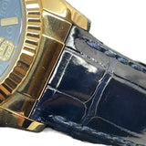 ロレックス ROLEX デイトジャスト36 ウェーブ D番 116138 ブルー K18YG/革ベルト 自動巻き メンズ 腕時計