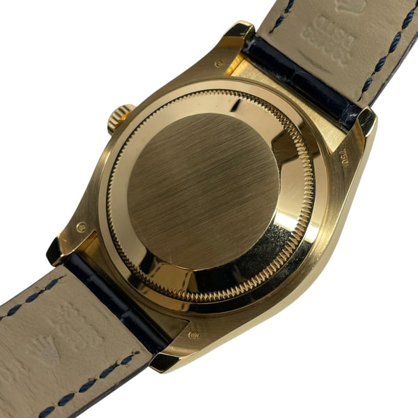 ロレックス ROLEX デイトジャスト36 ウェーブ D番 116138 ブルー K18YG/革ベルト 自動巻き メンズ 腕時計
