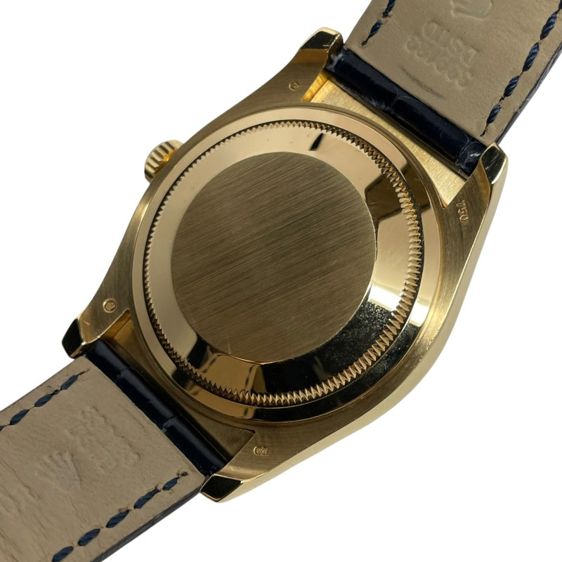 ロレックス ROLEX デイトジャスト36 ウェーブ D番 116138 ブルー K18YG/革ベルト 自動巻き メンズ 腕時計
