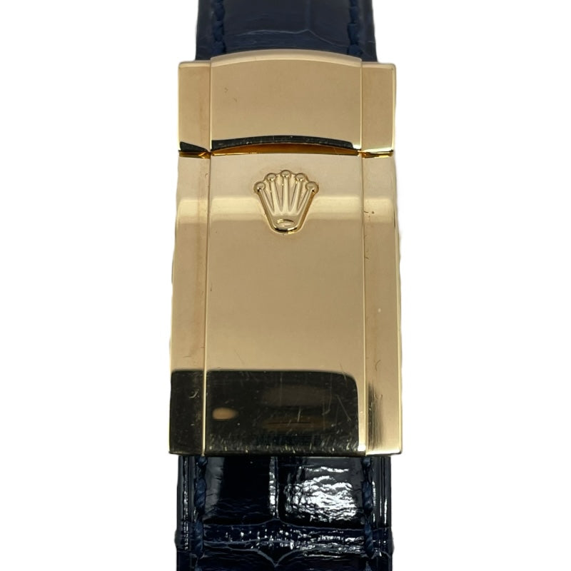 ロレックス ROLEX デイトジャスト36 ウェーブ D番 116138 ブルー K18YG/革ベルト 自動巻き メンズ 腕時計