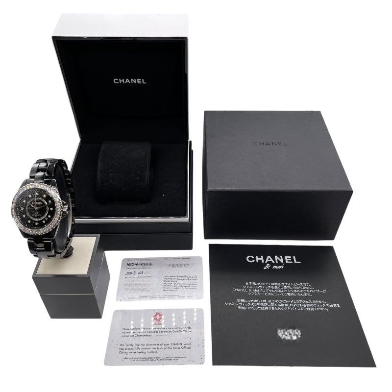 シャネル CHANEL J12 キャリバー 38MM  H6528 ブラック セラミック/ダイヤ レディース 腕時計